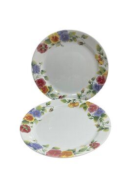 Vtg Corelle Summer Blush Pansy Dinner Plates Set Of 2 10.25-Inch Corning USA